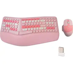 GENERICO - Teclado Mouse Inalambrico Ergonomico Lomiluskr Rosa 2.4G