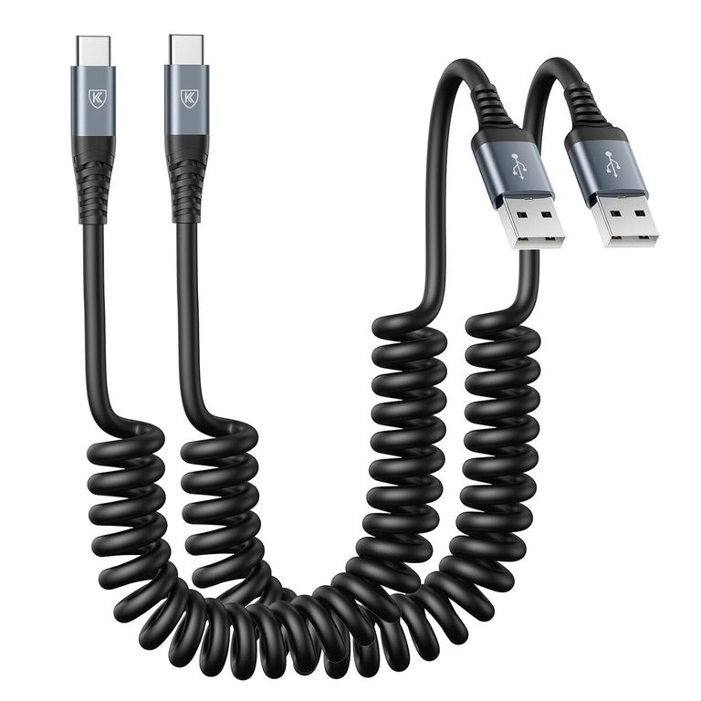 GENERICO Cable USB Type C KIYODA 3ft espiral 2 unidades 3A 480Mbps