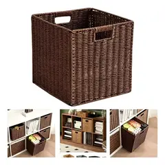 GENERICO - Canasto Organizador Decorativo Mimbre Cafébeige Plegable