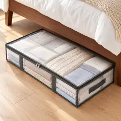 HOMELY - Bolsas Organizadoras Almacenamiento Bajo Cama Cajas Plasticas Contenedor 52 Litros Set X2 Transparante