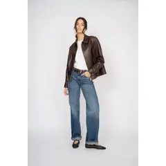 RASTRO STORE - Chaqueta Perla Cuero Café
