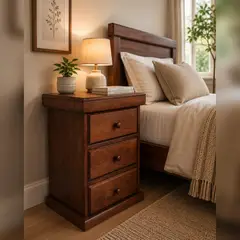 HS HEIM STORE - Velador 3 Cajones Madera Color Caramelo Modelo Hamburgo