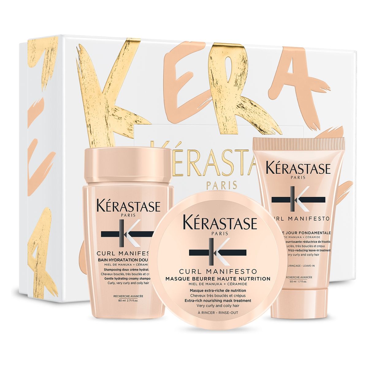 KERASTASE - Set Cabello Rizado Curl Manifesto Bain 80 ml + Masque 75 ml + Texturizante 50 ml