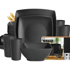 GENERICO - Kit 16 Cuadrada Vajilla Juego Cocina Paja Trigo Plato Tazas