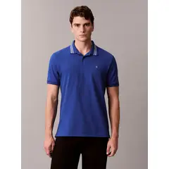 CALVIN KLEIN - Polo con Contraste en Cuello Azul