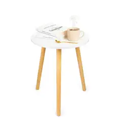 ESHOPANGIE - Mesa Auxiliar Redonda Mesa Lateral Centro De Madera Living