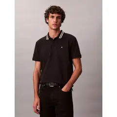 CALVIN KLEIN - Polo con Contraste en Cuello Negro