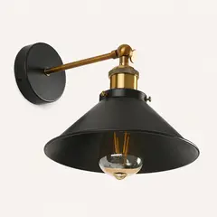 SPACE HOME - Aplique Bronce con Pantalla Negra E27 Konnergie para Muro o Techo Interior