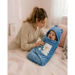 MYLHOGAR - Saco De Dormir Bebe Osito Con CapuchaY Orejas 0-3m
