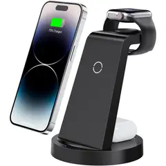 GENERICO - Cargador Inalambrico 3 en 1 para iPhone Apple Watch AirPods