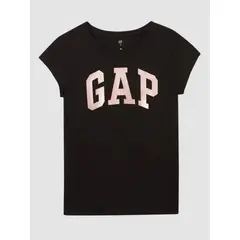GAP - Polera Niña Manga Corta Logo Algodón Negro