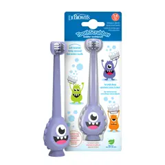 DR BROWN'S - Cepillo de Dientes Bebés y Niños Pequeños 1-4 años Monster Morado Dr. Brown´s