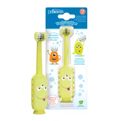 DR BROWNS - Cepillo de Dientes Bebés y Niños Pequeños 1-4 años Monster Verde Claro Dr. Brown´s