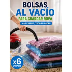 MOVI - Pack 6 Bolsas al Vacío para Guardar Ropa 60x80 cm Reutilizables Ahorra Espacio