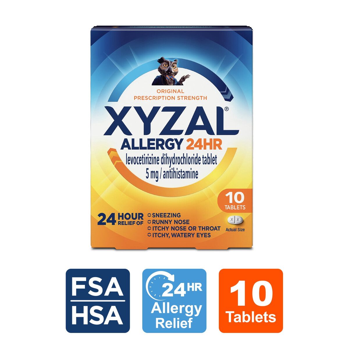 24 HORAS - Xyzal Antialargico 24 Horas 5mg 10 Tabletas Levocetirizina