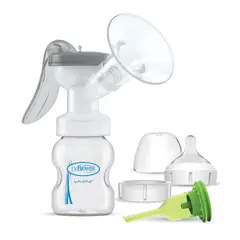 DR BROWN'S - Extractor de Leche Manual Copa de silicona SoftShape 25mm y Mamadera Boca Ancha 150ml Dr. Brown´s