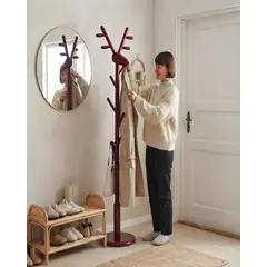 MYLHOGAR - Perchero de Pie Madera Fresno Diseño Minimalista Organiza