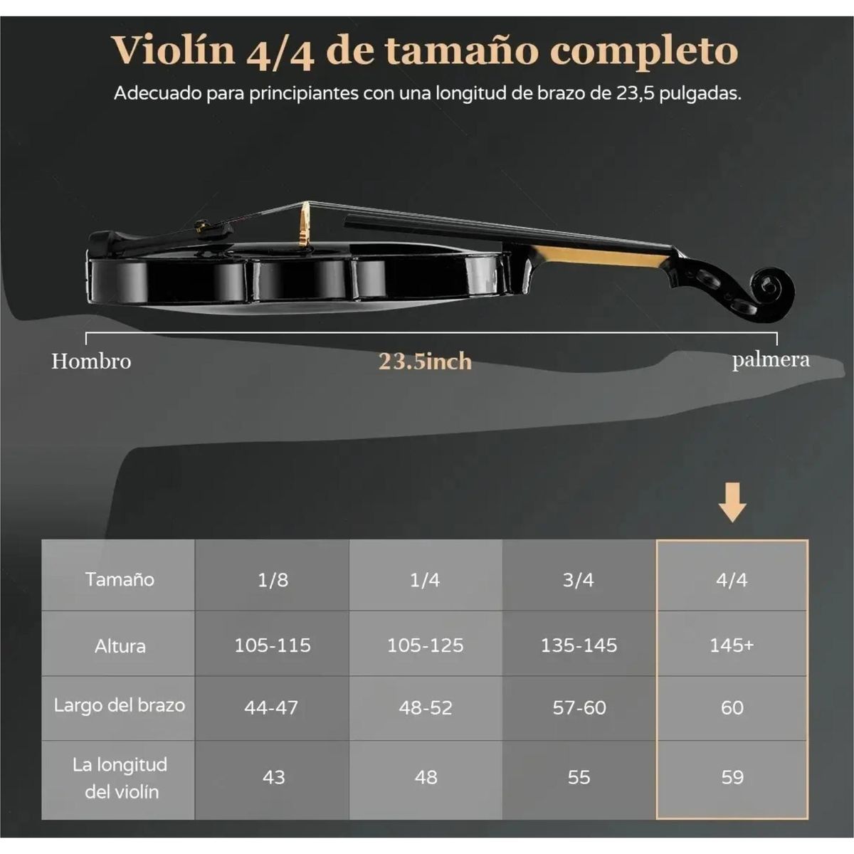 ATURE - Violin Acustico Profesional 44 Con Estuche Arco Accesorios