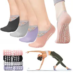 AMBM SHOP - X4 Pares Calcetines Antideslizantes Para Yoga Pilates Varios
