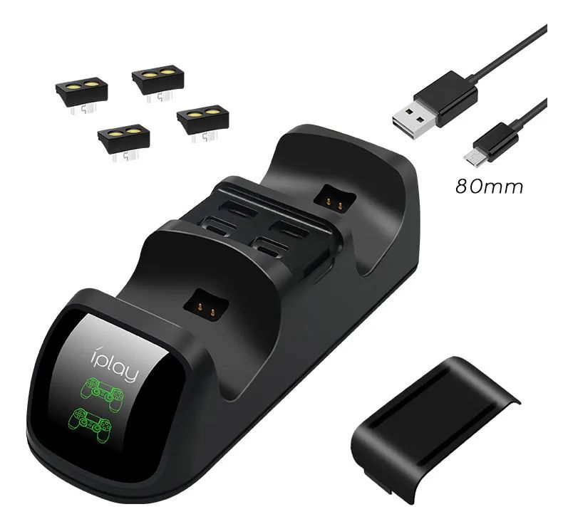 GENERICO Estación Dual De Carga De Controlador Ps4 Usb Negro
