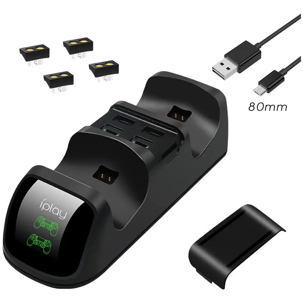 GENERICO - Estación Dual De Carga De Controlador Ps4 Usb Negro