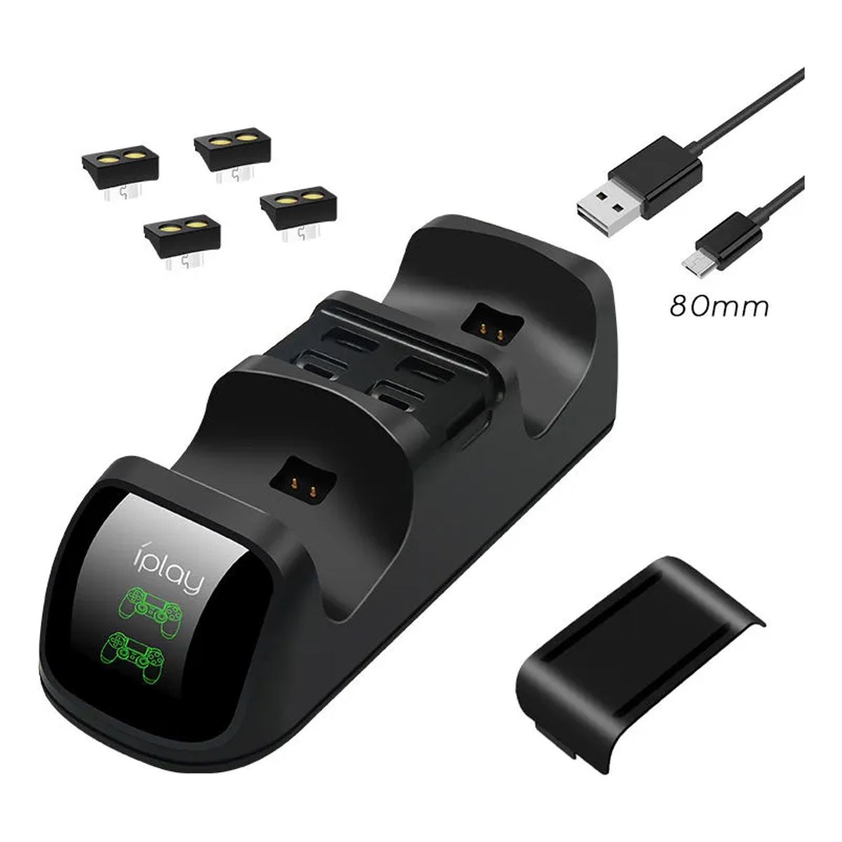 GENERICO - Estación Dual De Carga De Controlador Ps4 Usb Negro