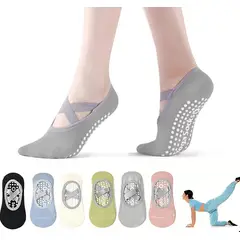 AMBM SHOP - Kit 6 pzs Pares Calcetines Antideslizantes Para Yoga Pilates