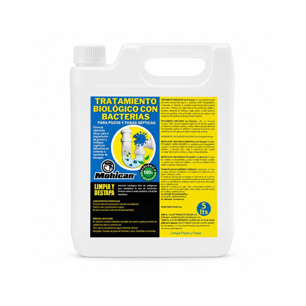 MOHICAN - Tratamiento Biológico Bacterias Fosa Séptica 5 Lt Mohican