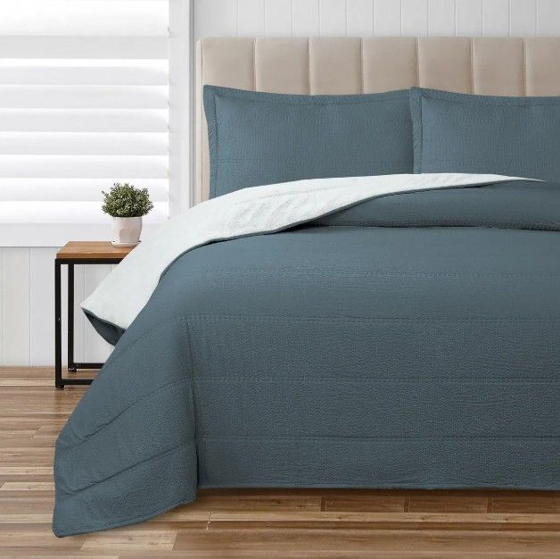 Quilt Sherpa Valencia Dobby King Azul KING