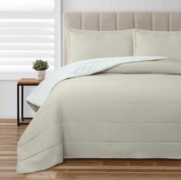 Quilt Sherpa Valencia Dobby King Beige KING