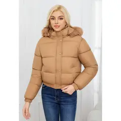 LIKE SHOP - Parka Chaqueta Mujer Puffa Acolchada Gruesa Gorro Pelos 0019