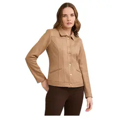 LORENZO DI PONTTI - Casaca Suede Mujer Camel