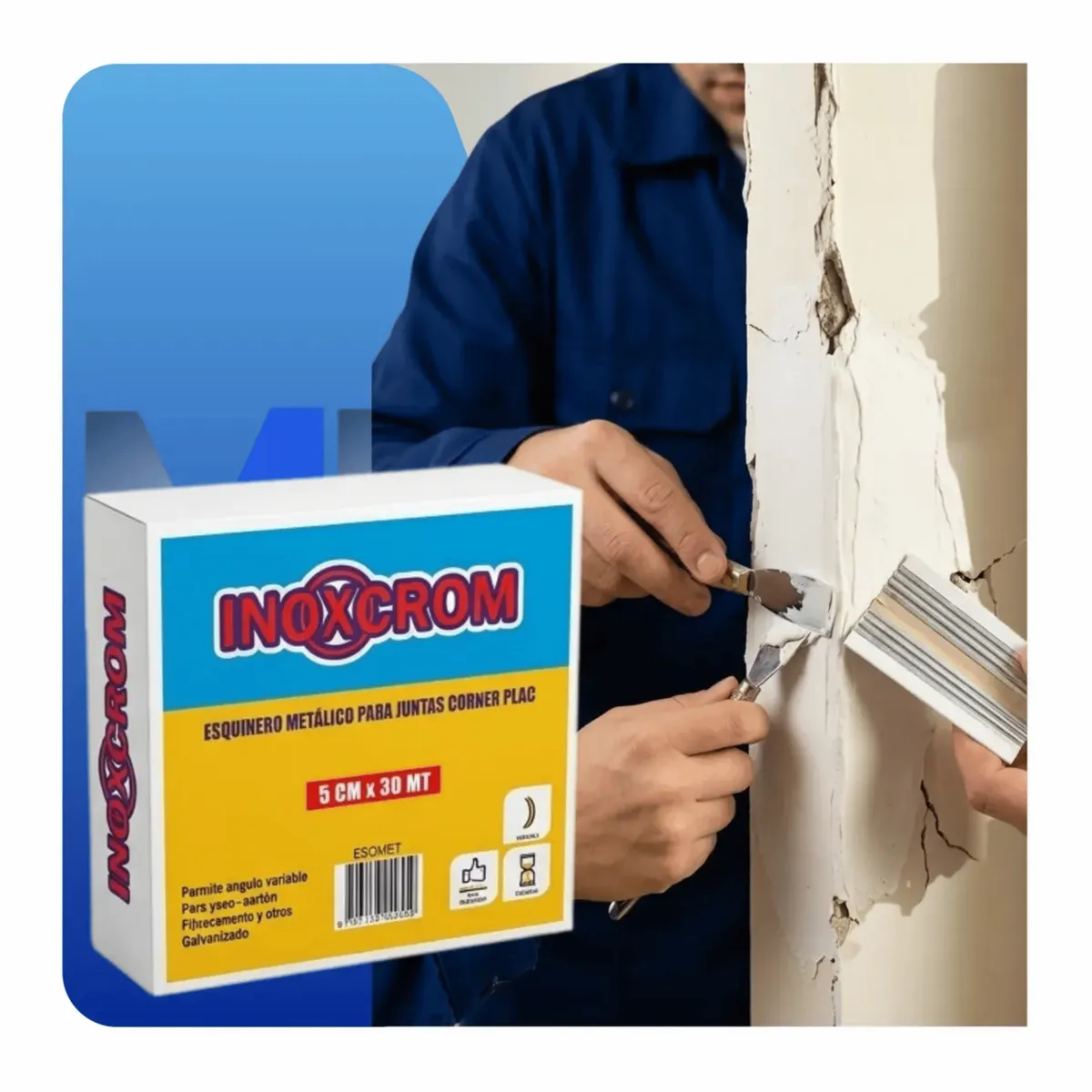 Esquinero Metalico Juntas Corner Plac 5cm X 30mt Inoxcrom, marca INOXCROM - Foto 2