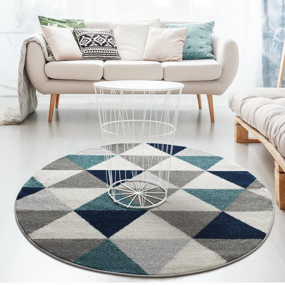 MODA ALFOMBRAS - Alfombra Redonda Florida Turquesa 160 X 160 Cm