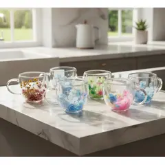 GENERICO - Set De 6 Vaso Doble Con Flores Secas