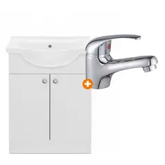 DOER - Combo Vanitorio a Piso Alaska 60cm + Grifería Lavatorio Colomba