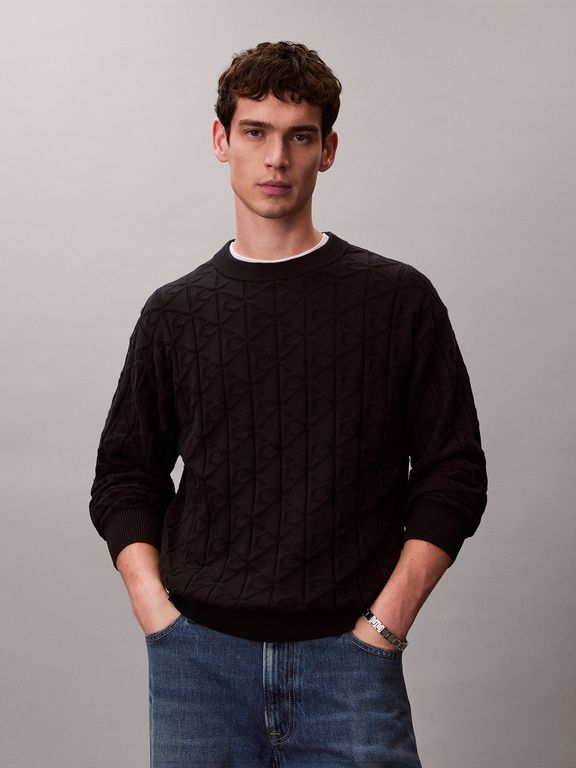 CALVIN KLEIN Sweater con Textura Monograma Negro