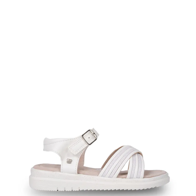 Sandalia Niña Brillos con Velcro Ajustable Blanco