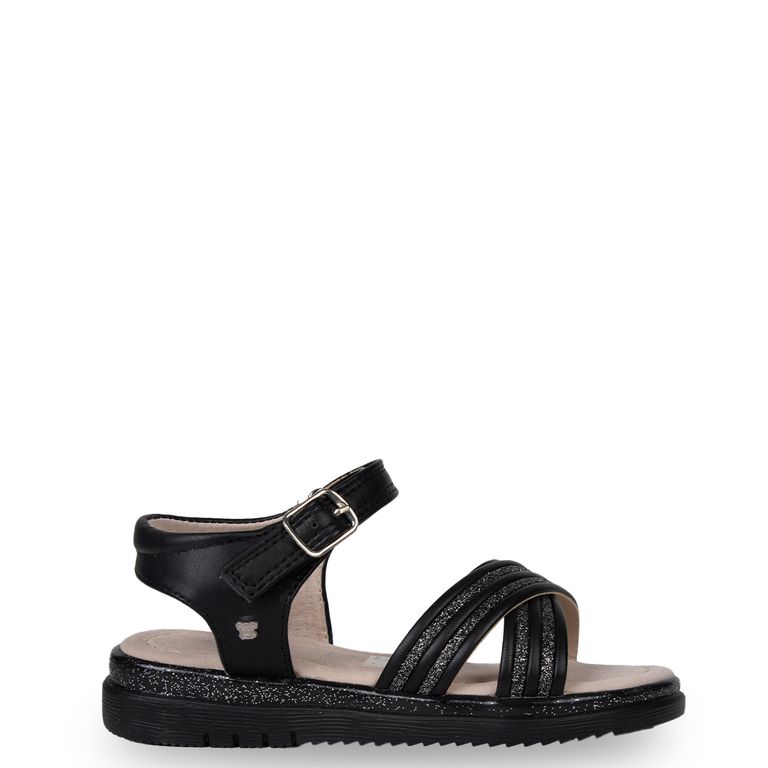Sandalia Niña Brillos con Velcro Ajustable Negro