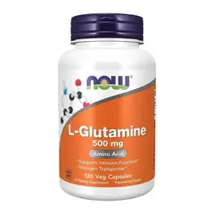 NOW - L-Glutamina 500 mg 120 Cápsulas - Aminoácido Natural - Suplemento Deportivo