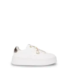PILLIN - Zapatilla Niña con Cordones y Detalles Dorados Blanco
