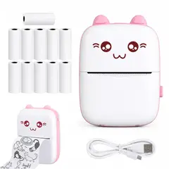 GENERICO - Mini Impresora Térmica Gatita Bluetooth 200dpi 11 Rollos