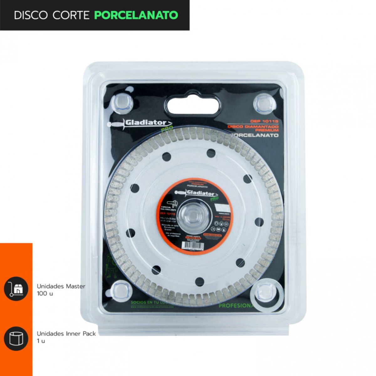 GLADIATOR - DISCO CORTE PORCELANATO 4 1/2" x 1,2mm DEP 10115