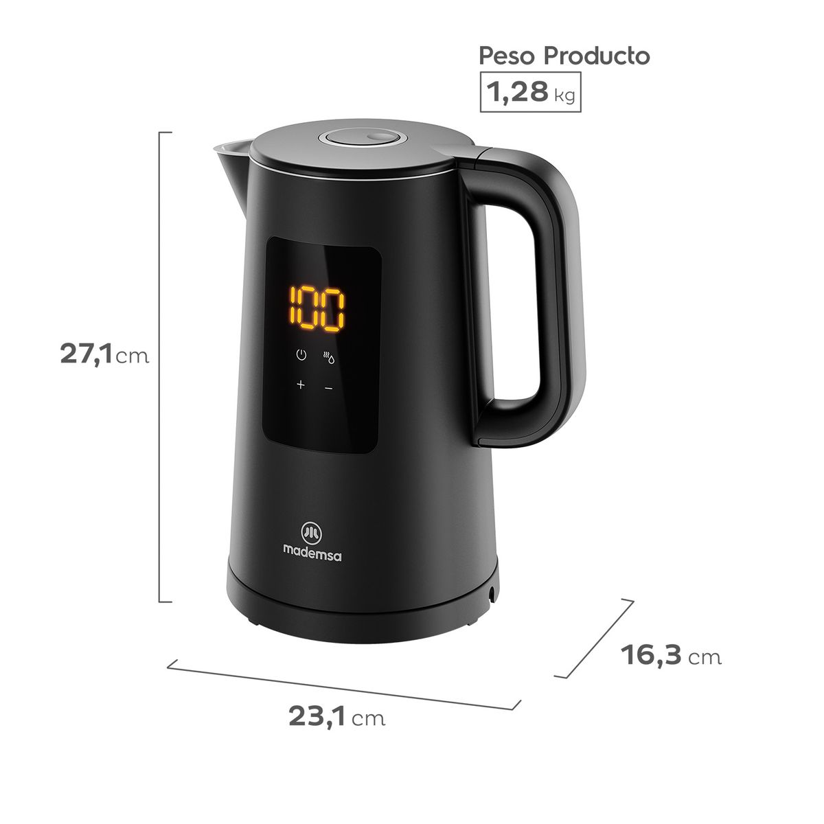 MADEMSA - Hervidor Eléctrico 1,7L Panel Digital MEK60