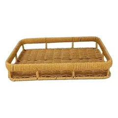 GENERICO - Bandeja Rectangular para Servir de Mimbre 32 x 22 x 6 cm