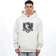 COLO COLO - Poleron Hombre Urbano Hoodie Escudo Beige