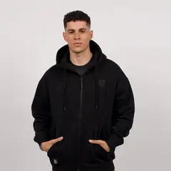 COLO COLO - Poleron Hombre Urbano Full Zipper Negro Logo Grande