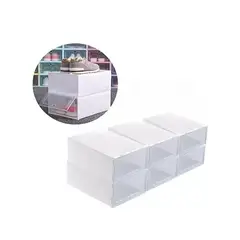 GENERICO - Pack 6 Organizador De Zapatos Caja Organizadora Transparent Blanco Labg