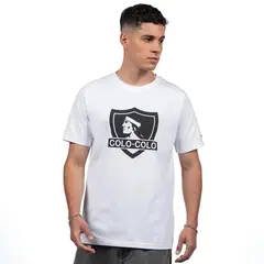 COLO COLO - Polera Hombre Urbano Blanco Escudo Negro