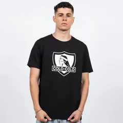 COLO COLO - Polera Hombre Urbano Negro Escudo Blanco